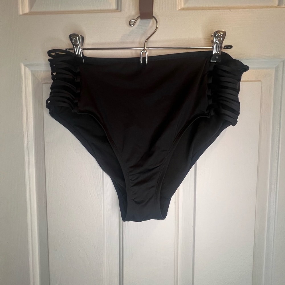 Black Ruched Bikini Bottoms